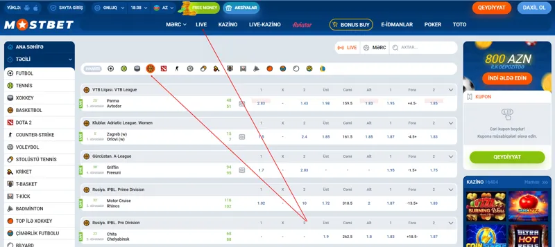 Mostbet Azərbaycanda canlı basketbol xətti